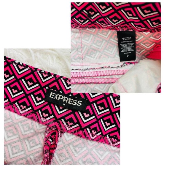 Express Retro Low Rise Pink Geometric Printed Shorts - Picture 7 of 7